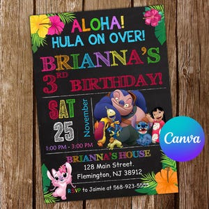 Lilo and Stitch Invitation Stitch Birthday Invitation Stitch Party Stitch Editable Invitation Stitch Digital Card Printable