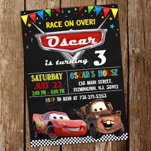Cars Invito Cars Invito Compleanno Cars Festa McQueen Invito Cars Invita Cars Carta Digitale Stampabile