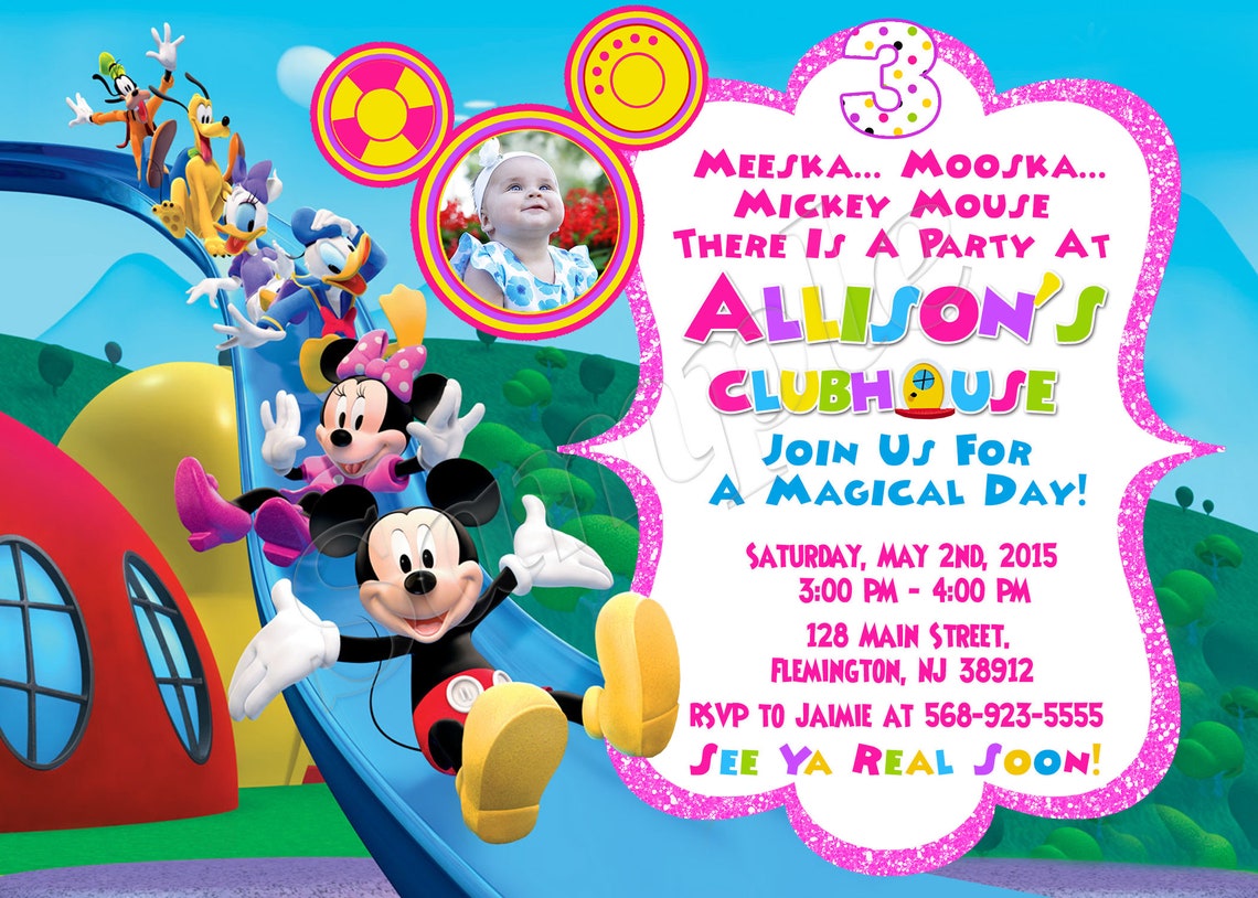 Mickey Mouse Clubhouse Invitation Mickey Mouse Invitation Etsy
