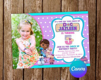 Doc McStuffins uitnodiging Doc McStuffins verjaardagsuitnodiging Doc McStuffins partij Doc McStuffins bewerkbare uitnodiging digitale kaart