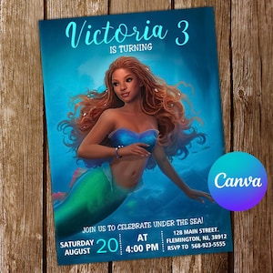 Little Mermaid Invitation Little Mermaid Birthday Invitation Ariel Invitation Ariel Birthday Party Editable Invitation