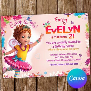 Convite Fancy Nancy Convite de aniversário Fancy Nancy Festa Fancy Nancy Convite editável Cartão digital