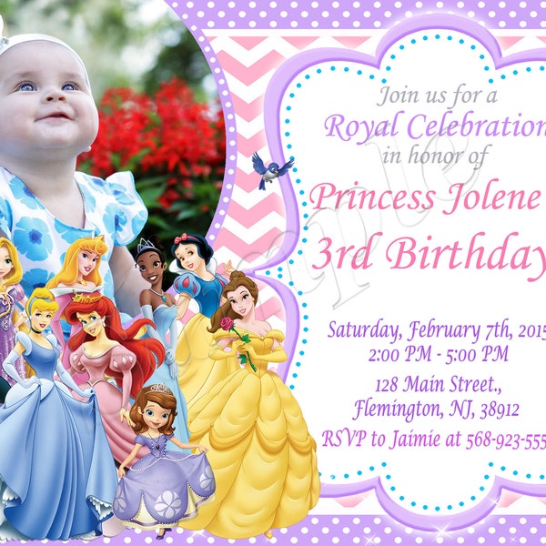 Princess Invitation Belle Invitation Jasmine Invitation Ariel Invitation Rapunzel Invitation Cinderella Invitation Sofia Invitation