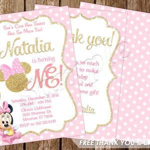 Baby Minnie Mouse eerste verjaardagsuitnodiging Baby Minnie Mouse uitnodiging Baby Minnie Mouse verjaardag baby Minnie Mouse feest