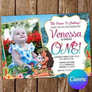 Moana Invitation Moana Birthday Invitation Moana Party Moana Invites Moana Editable Invitation Moana Digital Card Printable