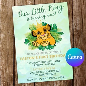 Lion King Invitation Lion King Birthday Invitation Lion King Party Lion King Invites Lion King Editable Invitation Lion King Digital Card