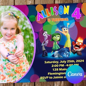 Inside Out Invitation Inside Out Birthday Invitation Inside Out Party Inside Out Invites Inside Out Editable Invitation Digital Card