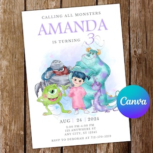 Einladung Monsters Inc Monster Uni Geburtstagseinladung Monsters Inc Party Monster Inc bearbeitbare Einladung