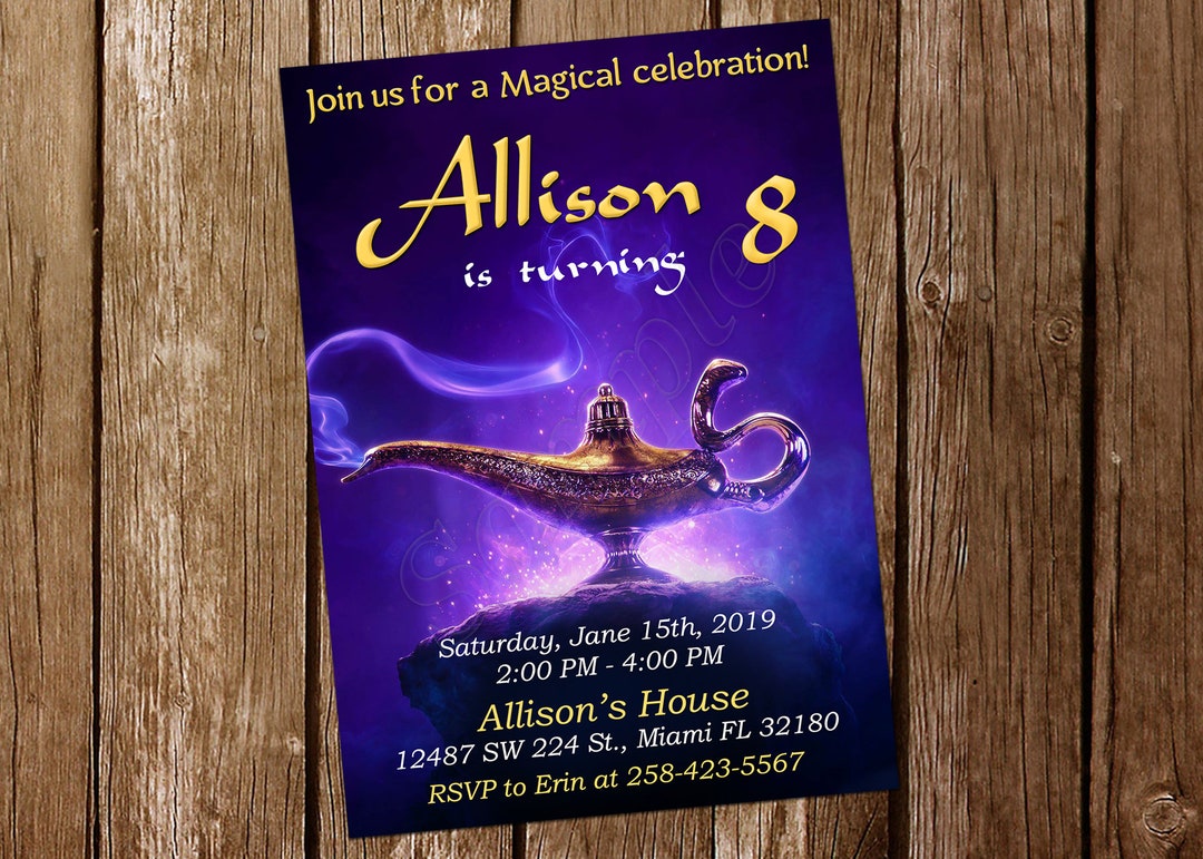 Aladdin Invitation Princess Jasmine Invitation Aladdin Etsy