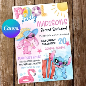 Carte numérique d'invitation de point d'invitation d'anniversaire de point de piscine d'ange d'invitation d'aquarelle d'ange