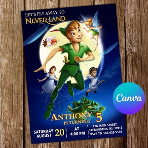Peter Pan Invitation Peter Pan Birthday Invitation Peter Pan Party Peter Pan Invites Peter Pan Editable Invitation