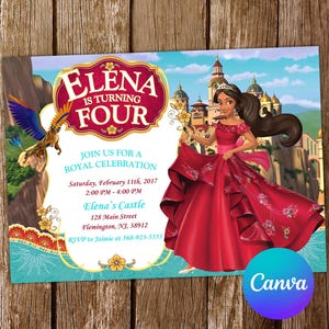 Convite Elena de Avalor Convite de aniversário Elena de Avalor Festa da Princesa Elena Convite editável Elena de Avalor