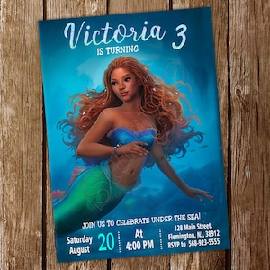 Faire-part petite sirène Faire-part Ariel Anniversaire petite sirène Faire-part petite sirène Faire-part d'anniversaire Ariel Faire-part fête Ariel
