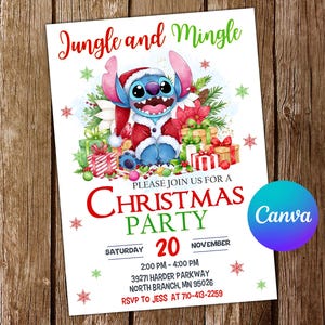 Costurar convite de Natal Costurar convite de aniversário Costurar festa Costurar convite editável aquarela de Natal Costurar cartão digital