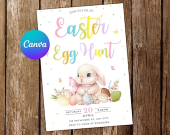 Ostereiersuche Einladung Osterhase Geburtstagseinladung Osterparty Ostern Bearbeitbare Einladung Digitale Karte