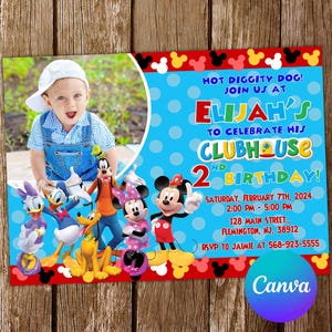 Invito Mickey Mouse Clubhouse Invito di compleanno di Topolino Festa di Topolino Inviti di Topolino Invito modificabile Biglietto d'invito digitale
