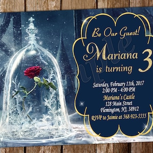 Die Schöne und das Biest-Einladung Prinzessin Belle Einladung Belle-Geburtstags-Einladung Belle Invite Belle-Geburtstags-Einladung Belle-Party-Einladung