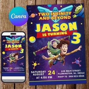 Toy Story Invitation Toy Story Birthday Invitation Buzz Lightyear Invitation Toy Story Party Toy Story Editable Invitation