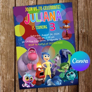Inside Out Invitation Inside Out Birthday Invitation Inside Out Party Inside Out Invites Inside Out Editable Invitation Digital Card