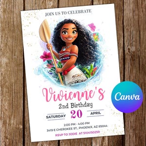Moana Invitation Moana Birthday Invitation Moana Party Moana Invites Moana Editable Invitation Moana Digital Card Printable