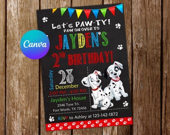 101 Dalmatians Invitation 101 Dalmatians Birthday Invitation 101 Dalmatians Party 101 Dalmatians Invites 101 Dalmatians Editable Invitation