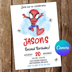 Spidey and his Amazing Friends Invitation Spidey Invitation Spidey Birthday Invitation Spidey Party Spidey Editable Invitation
