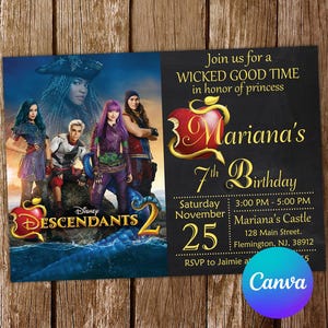 Descendants Invitation Descendants Birthday Invitation Descendants Party Descendants Invites Editable Invitation Digital Card