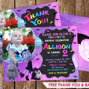 Invitación de Vampirina Tarjeta de agradecimiento de Vampirina Cumpleaños de Vampirina Invitación de Vampirina Invitación de cumpleaños de Vampirina Invitación de fiesta de Vampirina
