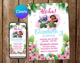 Lilo and Stitch Invitation Stitch Birthday Invitation Stitch Party Stitch Editable Invitation Stitch Digital Card Printable