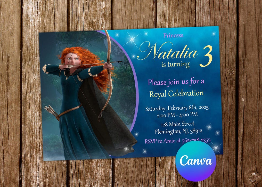 Brave Invitation Princess Merida Birthday Invitation Brave Party Brave ...