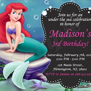 Faire-part petite sirène Faire-part Ariel Anniversaire petite sirène Faire-part petite sirène Faire-part d'anniversaire Ariel Faire-part fête Ariel