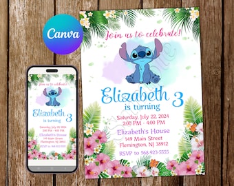 Stitch Invitation Stitch Birthday Invitation Lilo and Stitch Party Stitch Editable Invitation Stitch Digital Card Printable