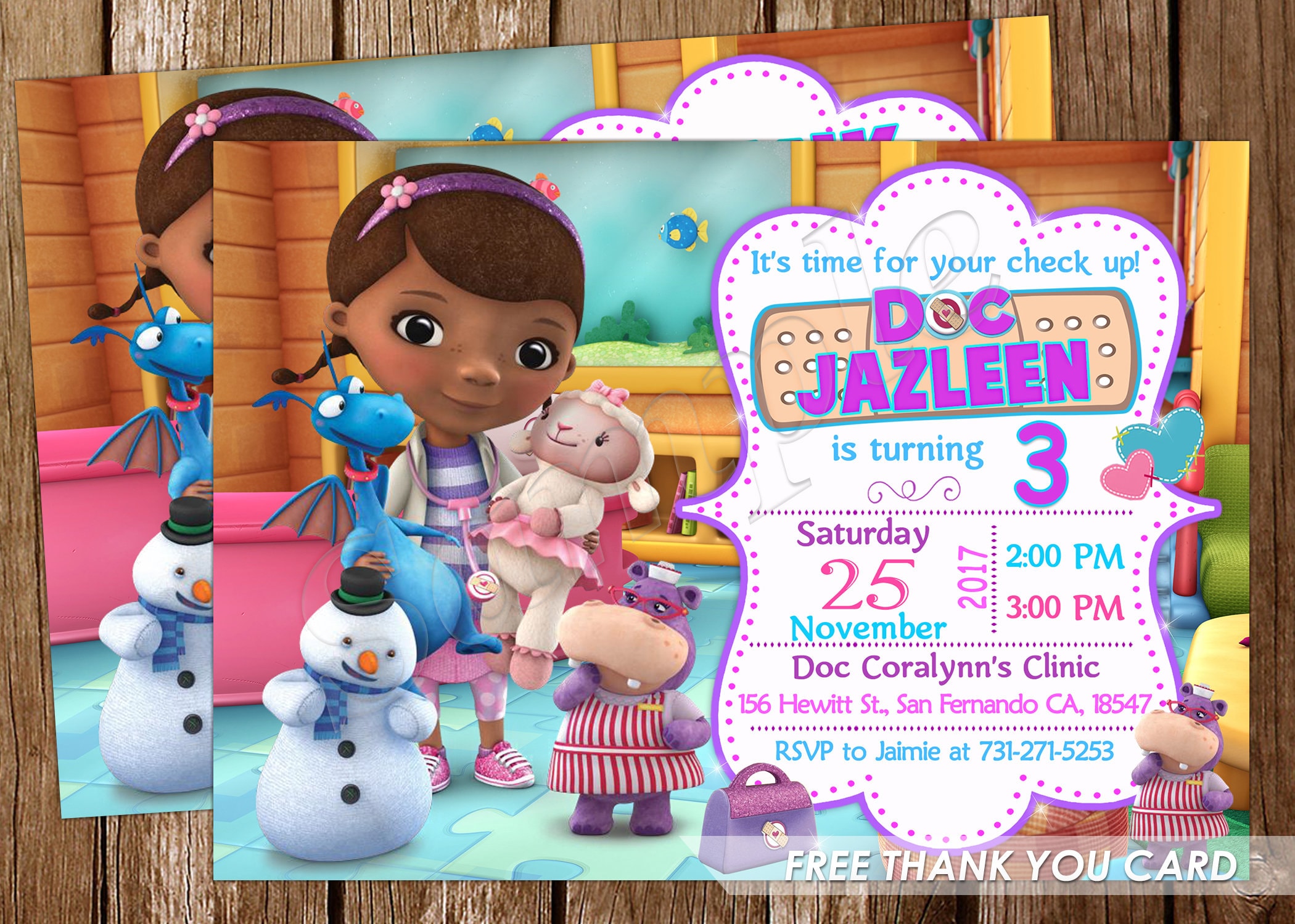 Doc Mcstuffins Invitation Doc Mcstuffins Birthday Doc Etsy