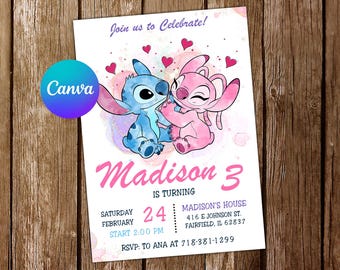 Stitch Invitation Stitch Birthday Invitation Lilo and Stitch Party Stitch Editable Invitation Stitch Digital Card Printable
