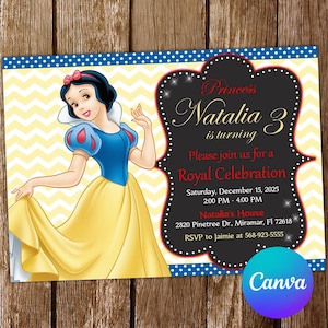 Snow White Invitation Princess Snow White Birthday Invitation Snow White Party Snow White Invites Snow White Editable Invitation