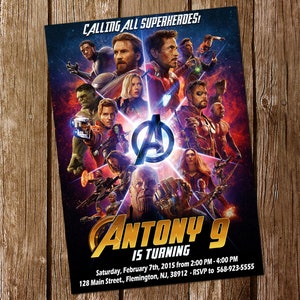 アベンジャーズ招待状 アベンジャーズインフィニティウォー招待状 アベンジャーズバースデーアベンジャーズ招待状 アベンジャーズバースデー招待状 アベンジャーズパーティー