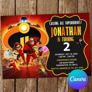 The Incredibles Invitation The Incredibles Birthday Invitation The Incredibles Party The Incredibles Invites Incredibles Editable Invitation