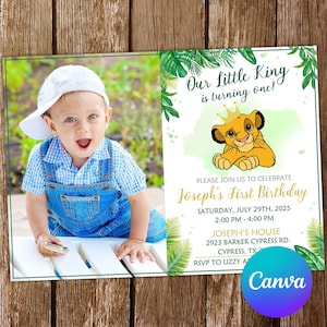 Lion King Invitation Lion King Birthday Invitation Lion King Party Lion King Invites Lion King Editable Invitation Lion King Digital Card