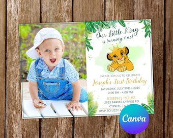 Convite do Rei Leão, Convite de Aniversário do Rei Leão, Festa do Rei Leão, Convites do Rei Leão, Convite Editável do Rei Leão, Cartão Digital do Rei Leão
