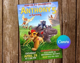 The Lion Guard Invitation Lion King Invitation The Lion Guard Birthday Invitation Lion King Party Lion King Editable Invitation