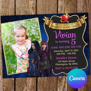 Descendants Invitation Descendants Birthday Invitation Descendants Party Descendants Invites Editable Invitation Digital Card