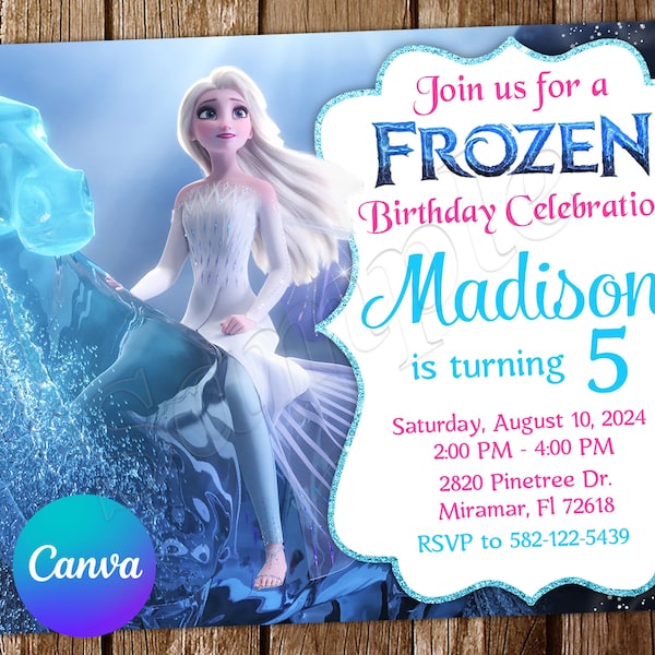 Frozen Invitation Frozen Birthday Invitation Frozen Party Frozen Editable Invitation Frozen Digital Card Printable