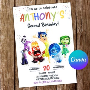 Inside Out Invitation Inside Out Birthday Invitation Inside Out Party Inside Out Invites Inside Out Editable Invitation Digital Card