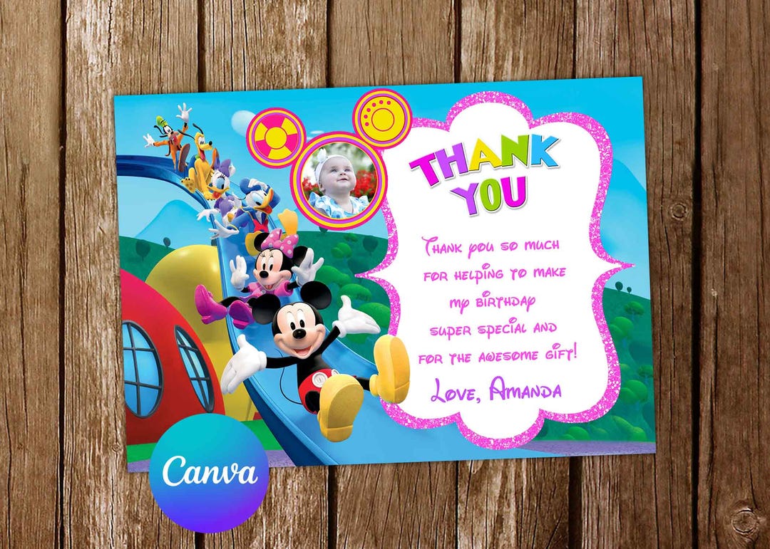 Mickey Mouse Clubhouse Thank You Card Mickey Mouse Clubhouse Invitation ...