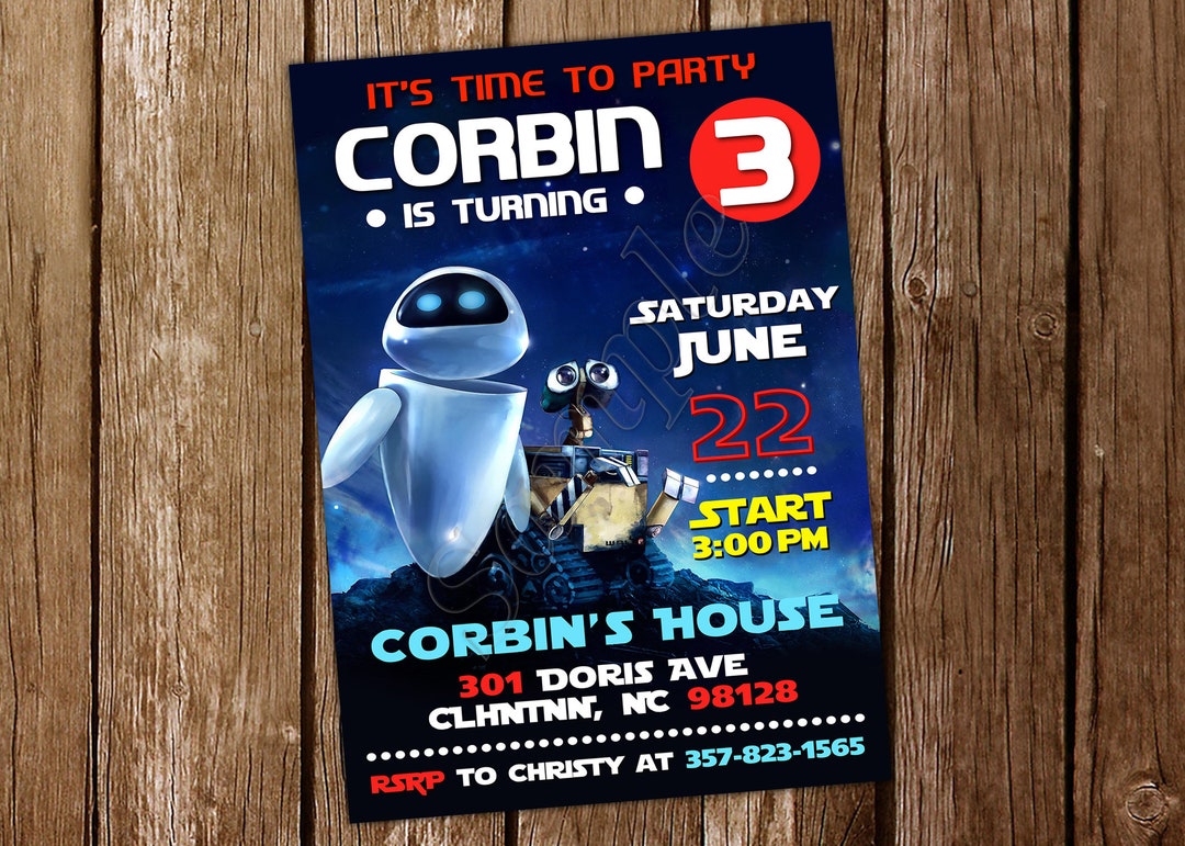 Wall E Invitation Wall E Birthday Wall E Invite Wall E Birthday