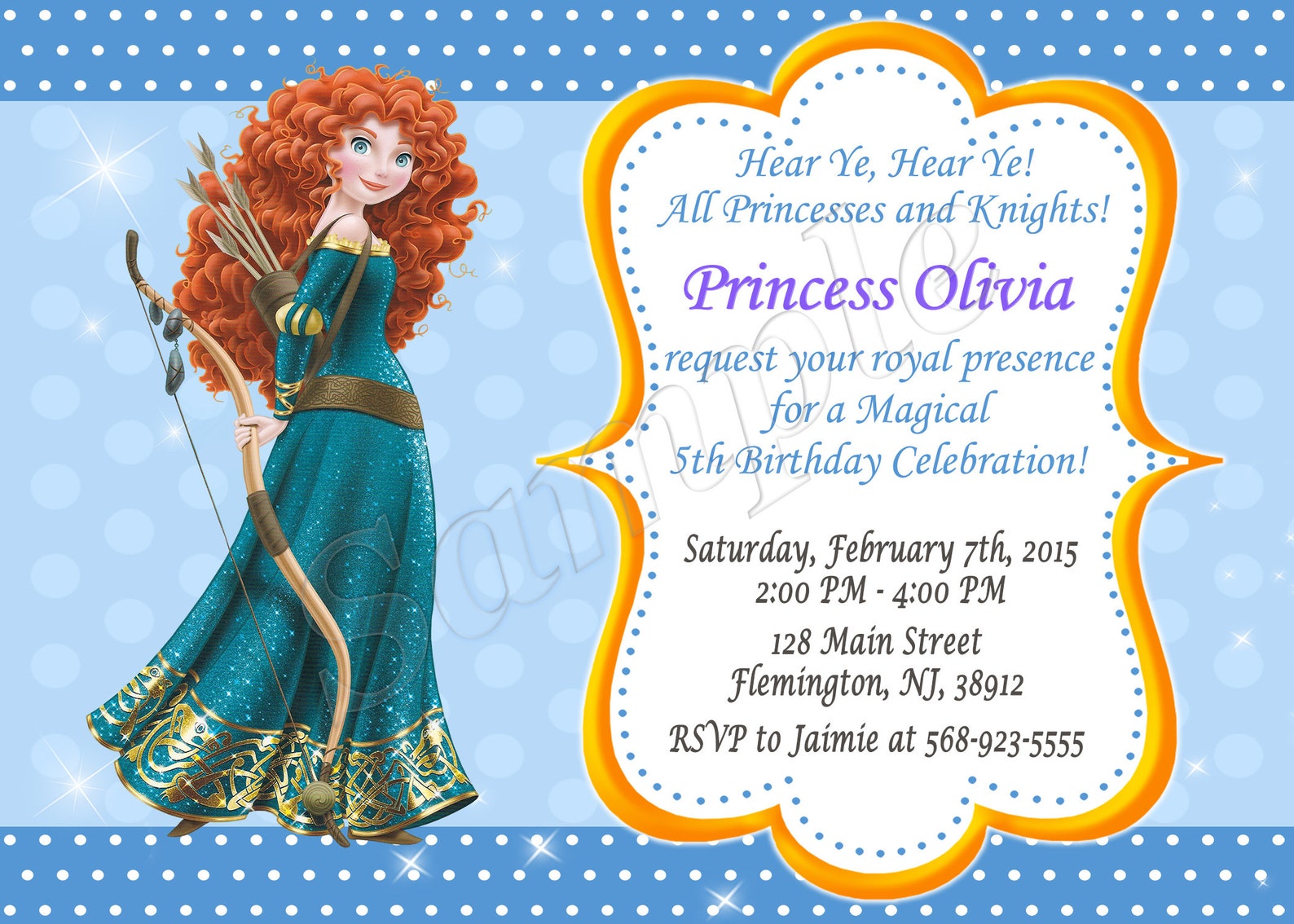Brave Invitation Merida Invitation Princess Brave Invitation Brave ...