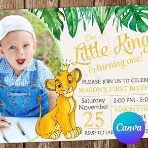 Convite Rei Leão Convite de Aniversário Rei Leão Festa Rei Leão Convite Rei Leão Convite Editável Rei Leão Cartão Digital Rei Leão