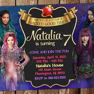 Invitation des descendants Invitation d'anniversaire des descendants Descendants Party Descendants invite Carte numérique Descendants