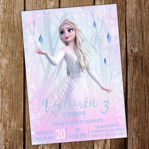 Frozen uitnodiging Elsa uitnodiging Frozen verjaardag Frozen uitnodiging Frozen digitale afdrukbare kaart