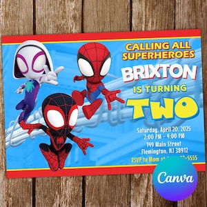 Spidey and his Amazing Friends Invitation Spidey Invitation Spidey Birthday Invitation Spidey Party Spidey Editable Invitation